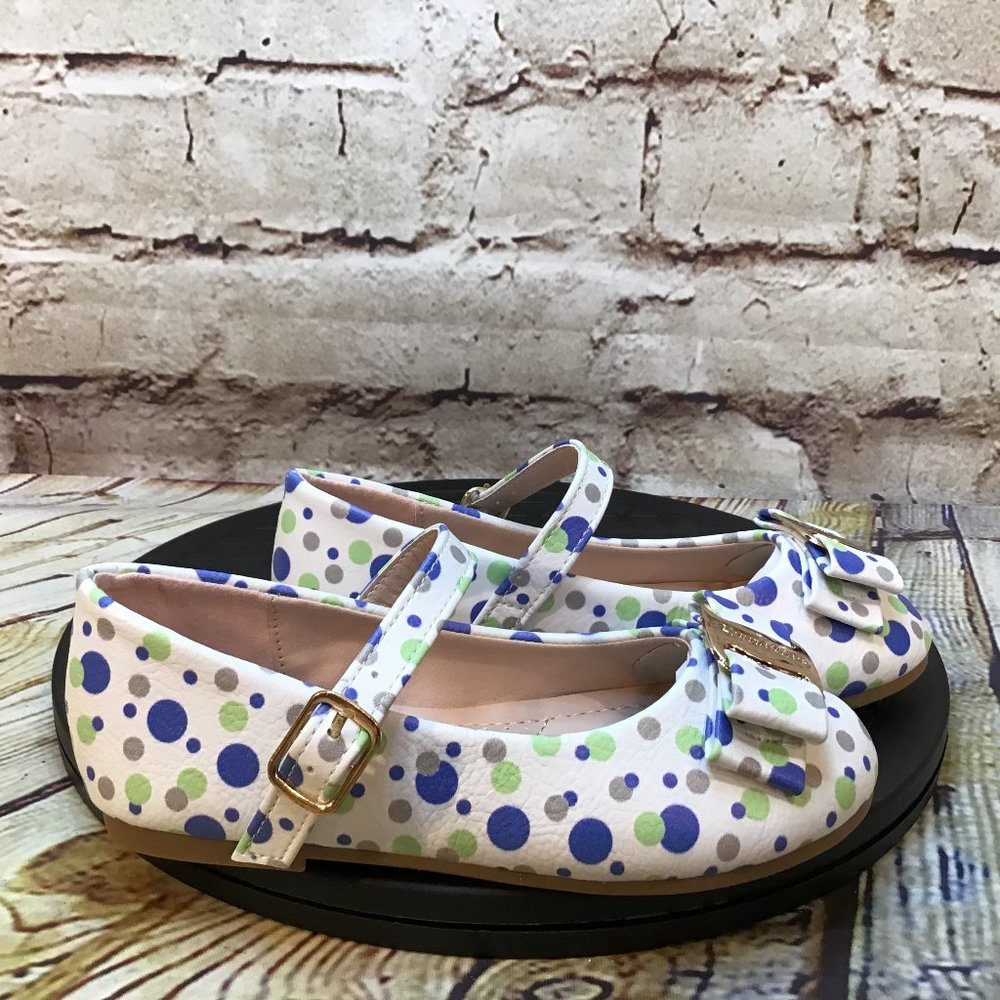 Trary Girls Polka Dot Bow Tie Mary Jane Adjustable Girls Flats Shoes Size 9 T